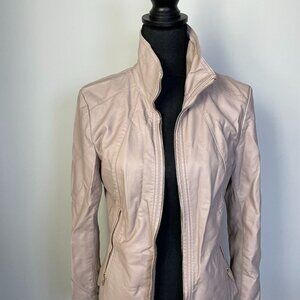 Kenneth Cole Reaction Faux Leather Cream Jacket Medium